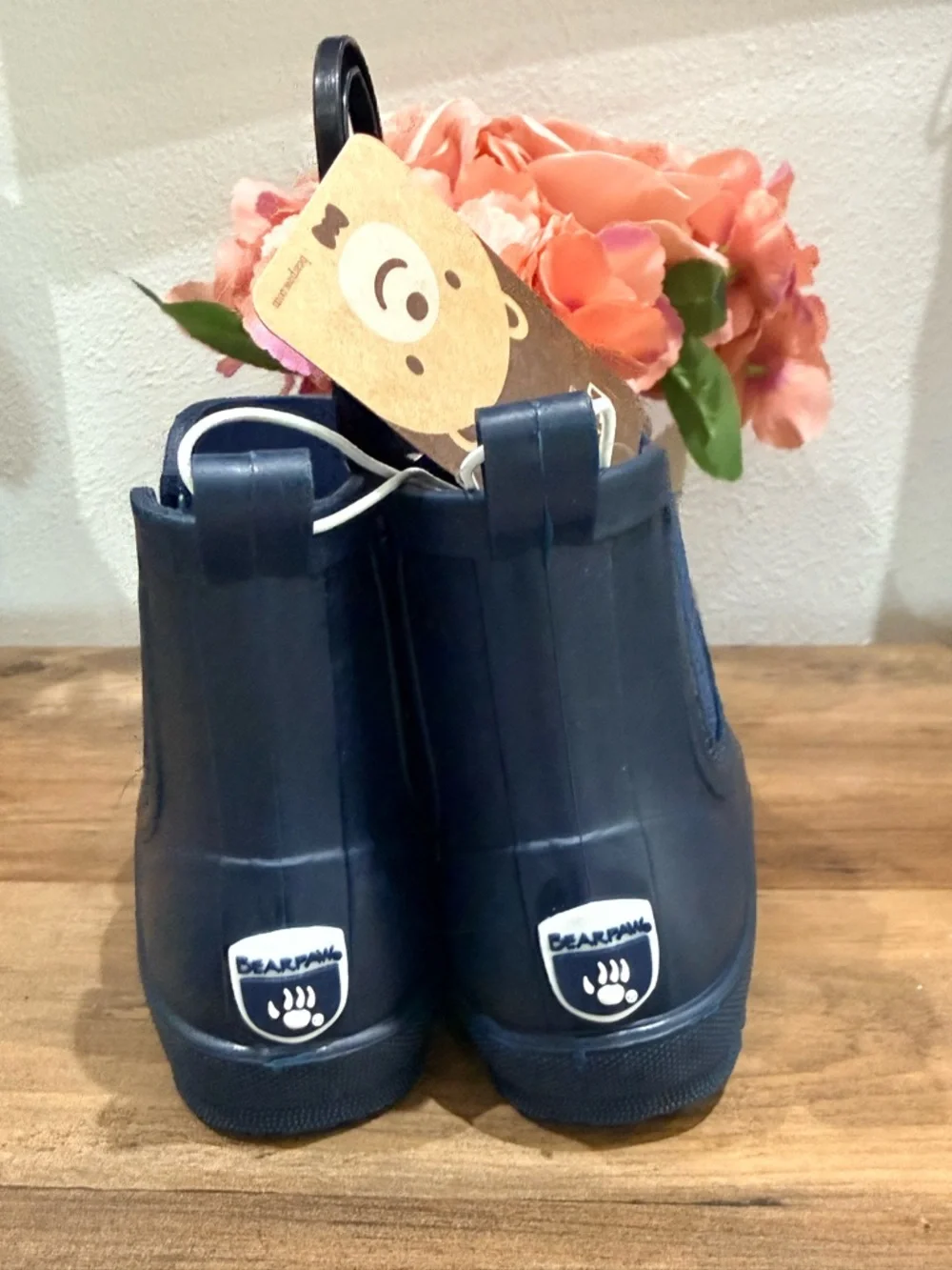Bearpaw Little & Big Kid Unisex Chelsea Flat Heel Rain Boots in navy size 11